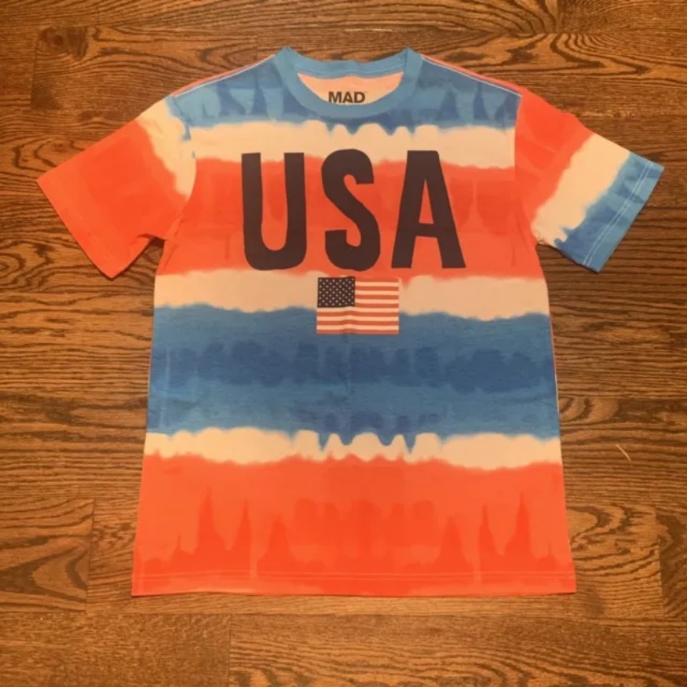 Mad Engine Mens Patriotic USA Red White Blue T-Shirt, Size Small NWOT